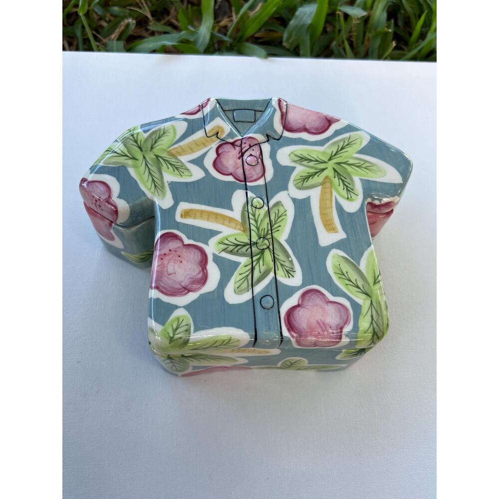 Fairmont Kea Lani Maui Ceramic Aloha Shirt Box Trinket Box Hawaii